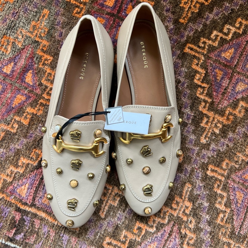 NWT UTERQUE TAN STUF LOAFERS